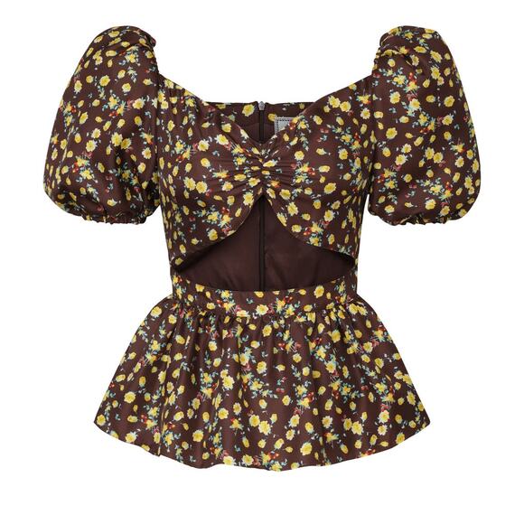 Autumn Adeigbo brown custom made vintage style  Bridgette Blouse size 8 - Picture 3 of 8